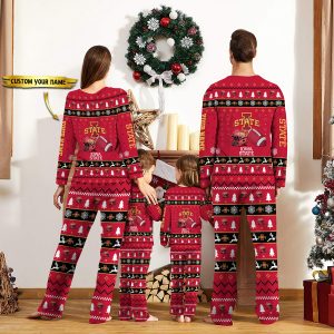 Iowa State Cyclones NCAA Team Christmas Personalized Long Sleeve Pajamas Set
