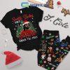 Johny Cash Under The Tree Santa Christmas Fleece Pajamas Set