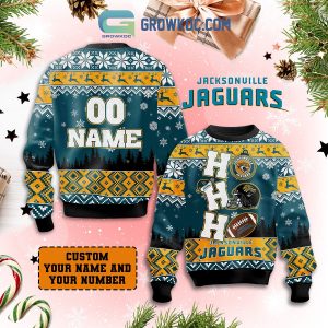 Jacksonville Jaguars Ho Ho Ho Personalized Christmas Ugly Sweater
