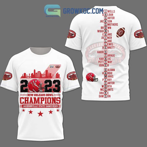 Jacksonville State Gamecocks 2023 New Orleans Bowl Champions Hoodie Shirts White Version