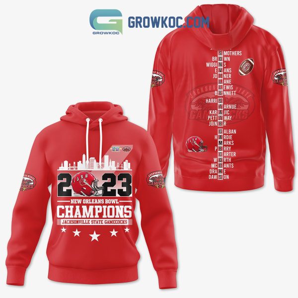 Jacksonville State Gamecocks 2023 New Orleans Bowl Champions Red Design Hoodie Shirts