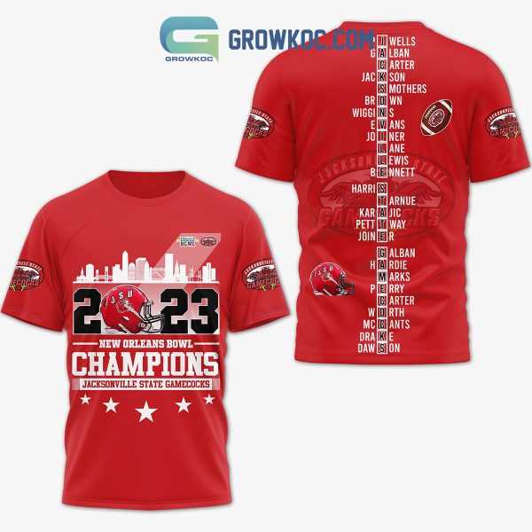 Jacksonville State Gamecocks 2023 New Orleans Bowl Champions Red Design Hoodie Shirts