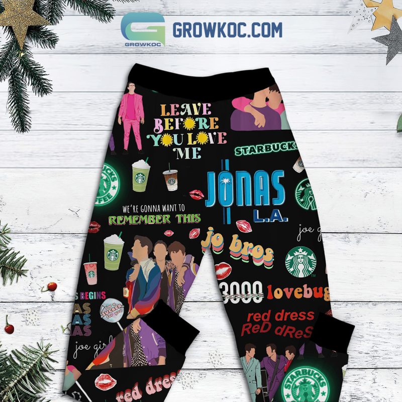 Jonas Brothers Starbucks Kind Of Girl Fleece Pajamas Set Growkoc