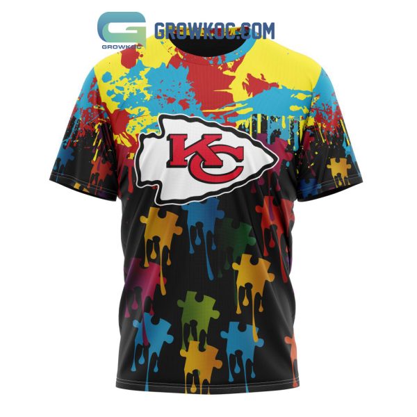 Kansas City Chiefs Personalized Autism Awareness Puzzle Painting Hoodie Shirts