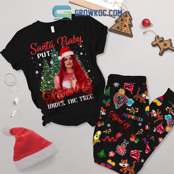 Karol G Provenza Under The Tree Santa Christmas Fleece Pajamas Set