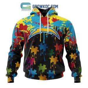 Los Angeles Chargers Personalized Autism Awareness Puzzle Painting Hoodie Shirts