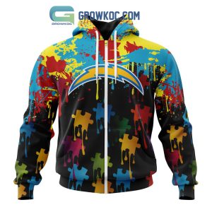 Los Angeles Chargers Personalized Autism Awareness Puzzle Painting Hoodie Shirts