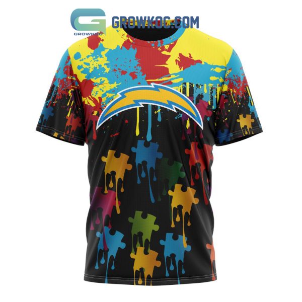 Los Angeles Chargers Personalized Autism Awareness Puzzle Painting Hoodie Shirts