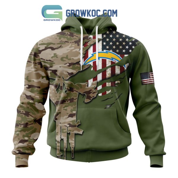 Los Angeles Chargers Personalized Veterans Camo Hoodie Shirt