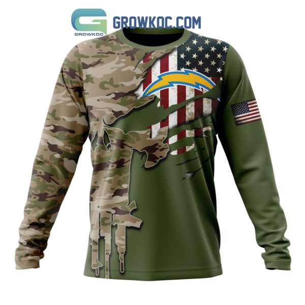 Los Angeles Chargers Personalized Veterans Camo Hoodie Shirt