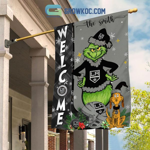 Los Angeles Kings Grinch Christmas Personalized House Garden Flag Canvas