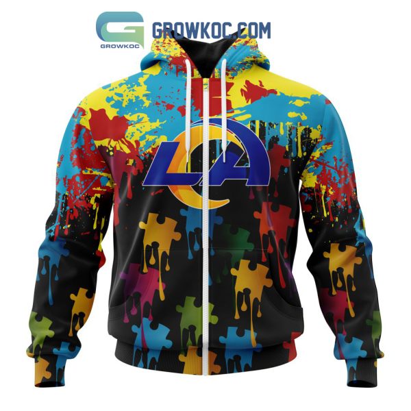 Los Angeles Rams Personalized Autism Awareness Puzzle Painting Hoodie Shirts