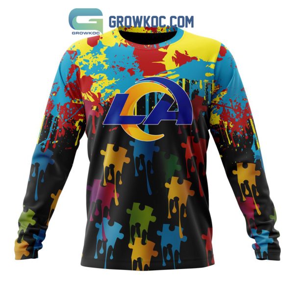Los Angeles Rams Personalized Autism Awareness Puzzle Painting Hoodie Shirts