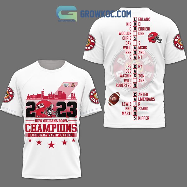Louisiana Ragin’ Cajuns 2023 New Orleans Bowl Champions White Design Hoodie Shirts
