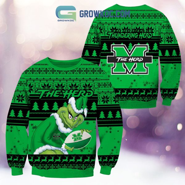 Marshall Thundering Herd Grinch NCAA Christmas Ugly Sweater