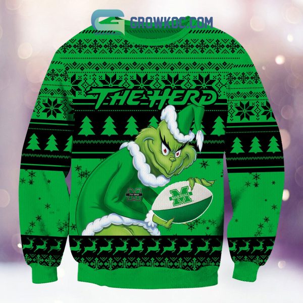 Marshall Thundering Herd Grinch NCAA Christmas Ugly Sweater