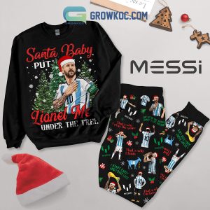 Messi Under The Tree Christmas Fleece Pajamas Set Long Sleeve