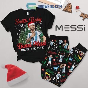 Messi Under The Tree Christmas Fleece Pajamas Set