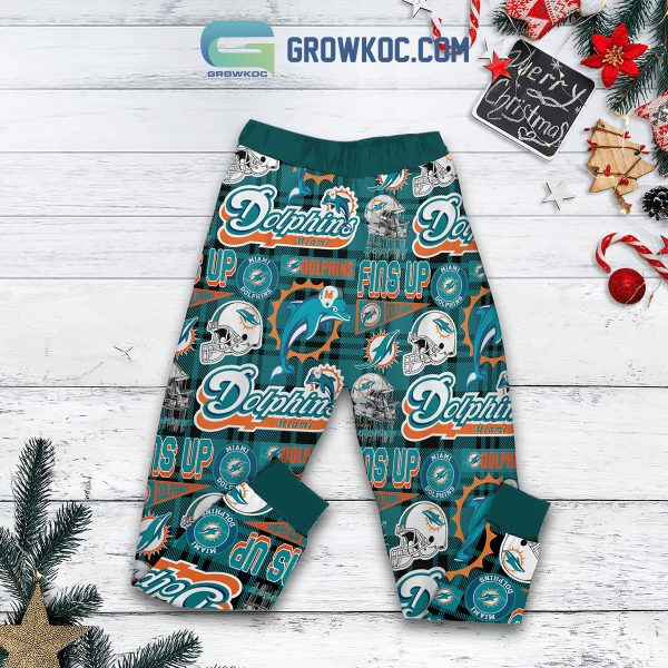 Miami Dolphins Grinch They Hate Us Christmas Fleece Pajamas Set Long Sleeve