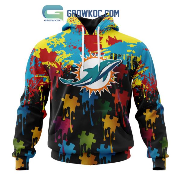 Miami Dolphins Personalized Autism Awareness Puzzle Painting Hoodie Shirts