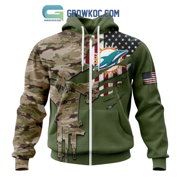 Miami Dolphins Personalized Veterans Camo Hoodie Shirt