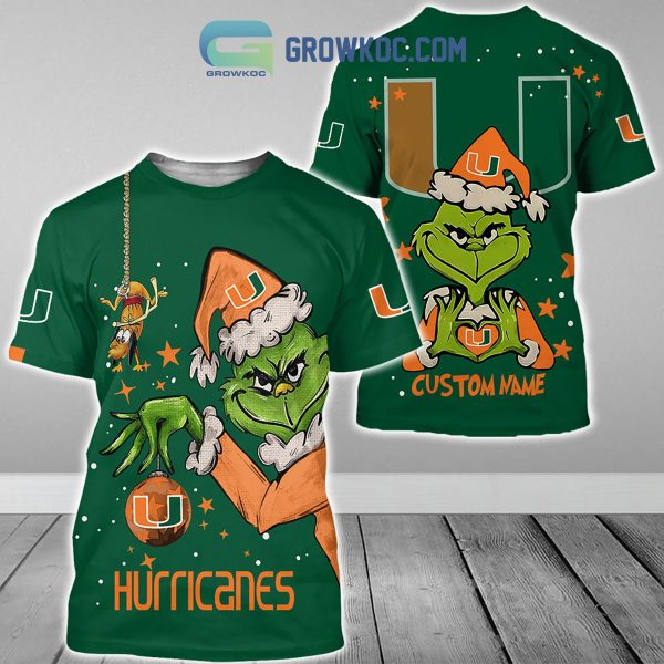 Miami Hurricanes Grinch Christmas Personalized NCAA Hoodie Shirts