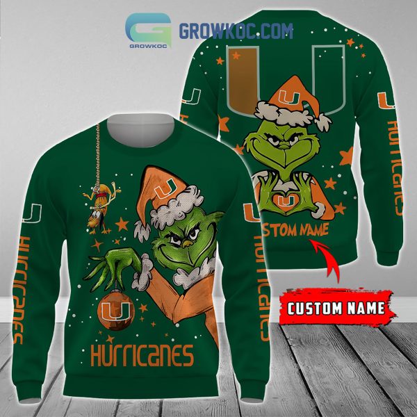 Miami Hurricanes Grinch Christmas Personalized NCAA Hoodie Shirts