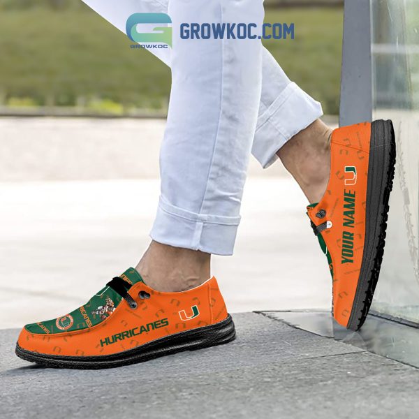 Miami Hurricanes Supporters Gift Merry Christmas Custom Name Hey Dude Shoes