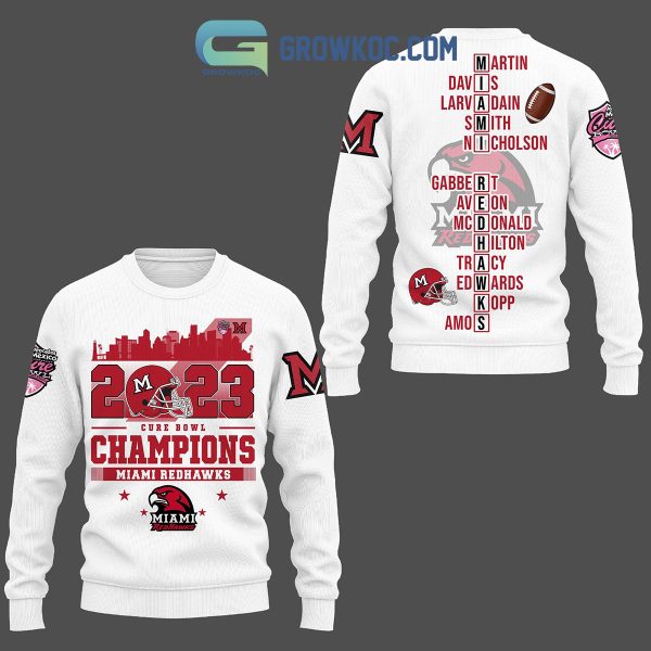 Miami Redhawks 2023 Cure Bowl Champions White Design Hoodie Shirts