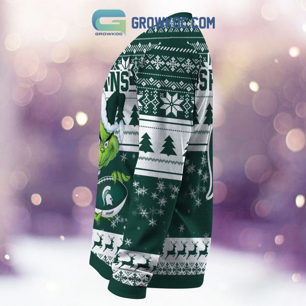 Michigan State Spartans Grinch NCAA Christmas Ugly Sweater