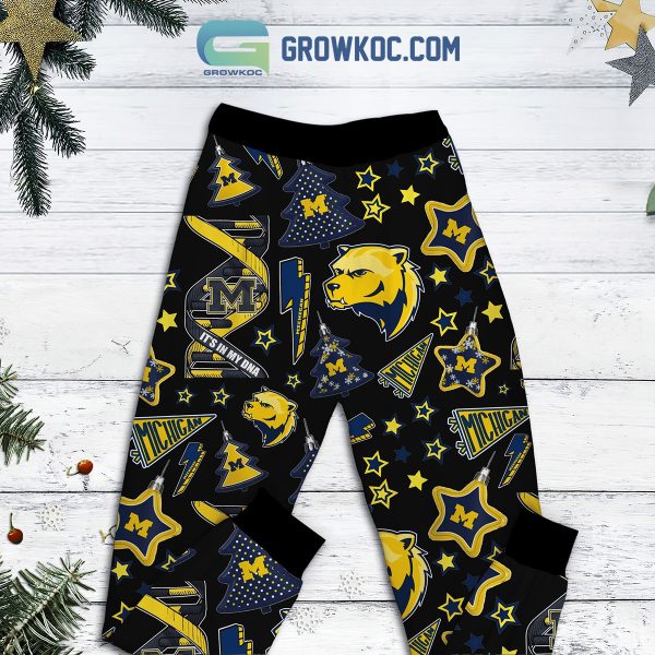 Michigan Wolverines Michigan Kind Of Girl Christmas Fleece Pajamas Set Long Sleeve