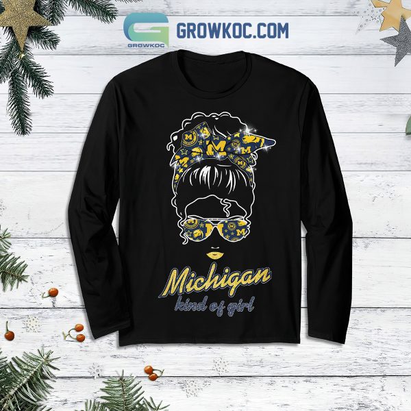 Michigan Wolverines Michigan Kind Of Girl Christmas Fleece Pajamas Set Long Sleeve