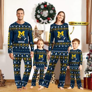 Michigan Wolverines NCAA Team Christmas Personalized Long Sleeve Pajamas Set