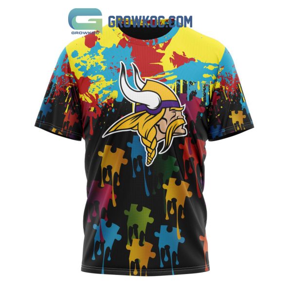 Minnesota Vikings Personalized Autism Awareness Puzzle Painting Hoodie Shirts