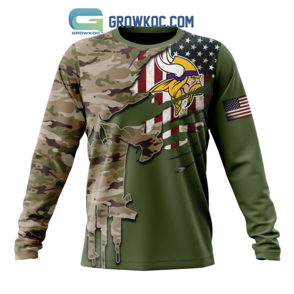 Minnesota Vikings Personalized Veterans Camo Hoodie Shirt