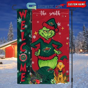 Minnesota Wild Grinch Christmas Personalized House Garden Flag Canvas