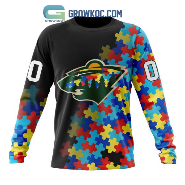 Minnesota Wild Puzzle Design Autism Awareness Personalized Hoodie Shirts