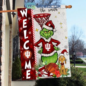 NCAA Indiana Hoosiers Grinch Basketball Christmas Welcome Garden Flag Custom Name