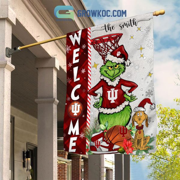 NCAA Indiana Hoosiers Grinch Basketball Christmas Welcome Garden Flag Custom Name