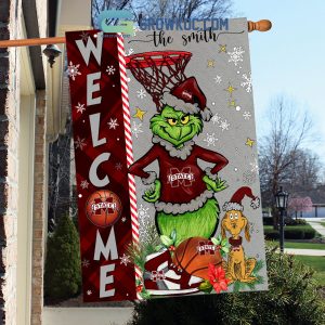 NCAA Mississippi State Bulldogs Grinch Basketball Christmas Welcome Garden Flag Custom Name