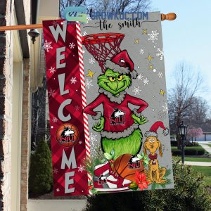 NCAA Northern Illinois Huskies Grinch Basketball Christmas Welcome Garden Flag Custom Name