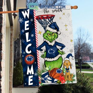 NCAA Penn State Nittany Lions Grinch Basketball Christmas Welcome Garden Flag Custom Name