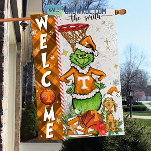 NCAA Tennessee Volunteers Grinch Basketball Christmas Welcome Garden Flag Custom Name