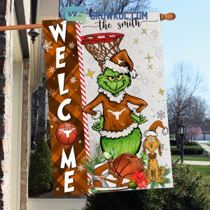 NCAA Texas Longhorns Grinch Basketball Christmas Welcome Garden Flag Custom Name