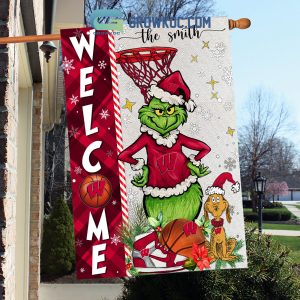 NCAA Wisconsin Badgers Grinch Basketball Christmas Welcome Garden Flag Custom Name