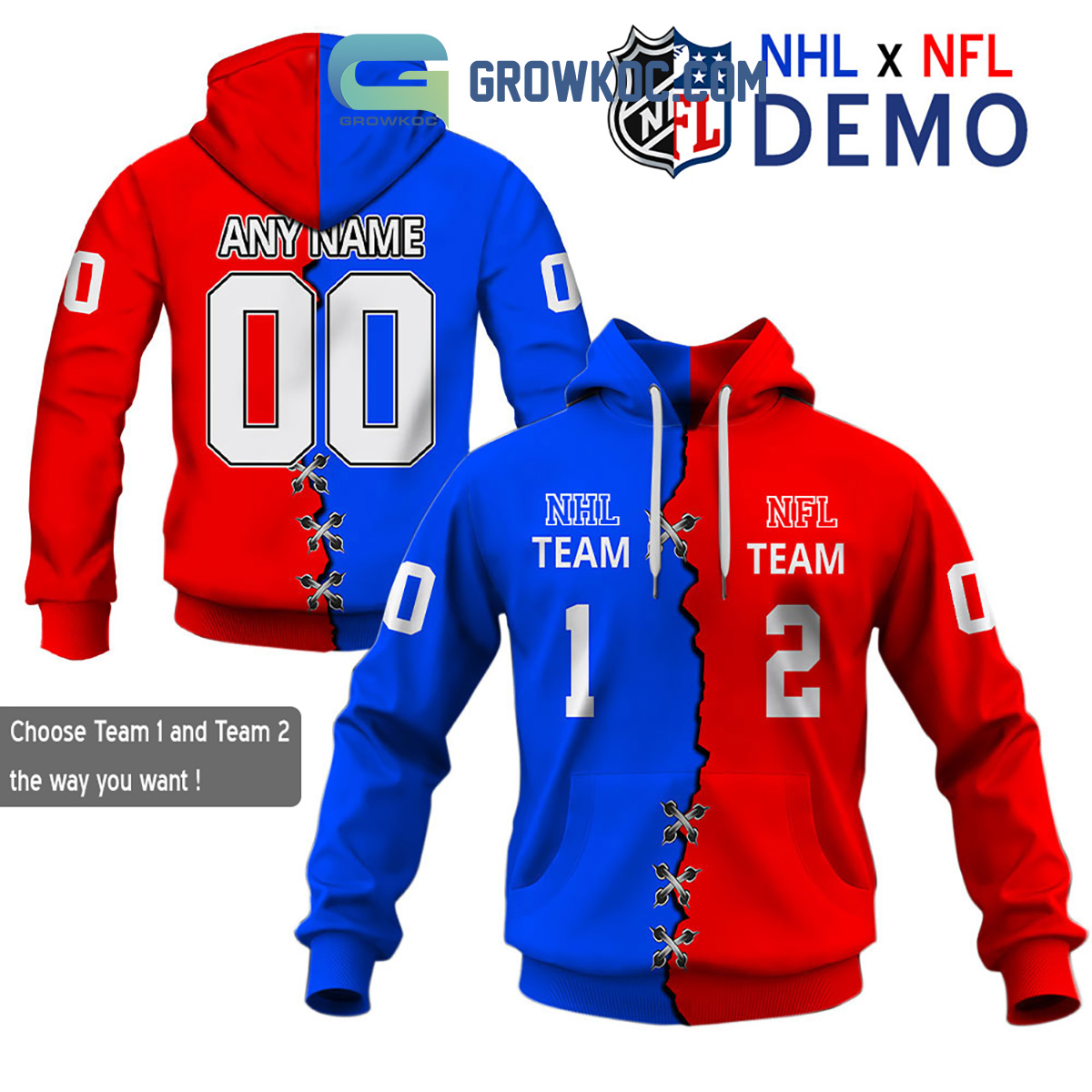 NFL Mix NHL 2 Team Home Jersey Hoodie T Shirt