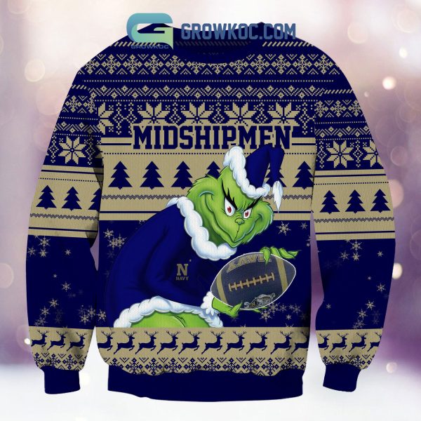 Navy Midshipmen Grinch NCAA Christmas Ugly Sweater