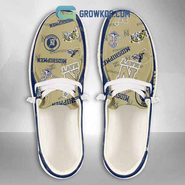 Navy Midshipmen Supporters Gift Merry Christmas Custom Name Hey Dude Shoes