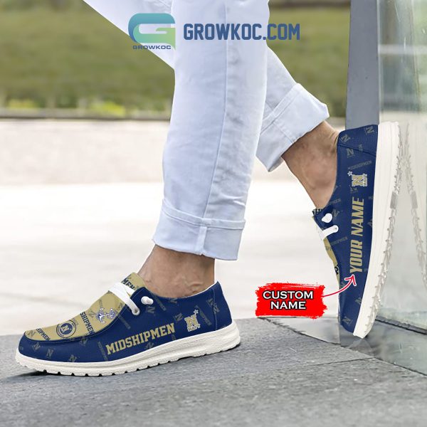 Navy Midshipmen Supporters Gift Merry Christmas Custom Name Hey Dude Shoes