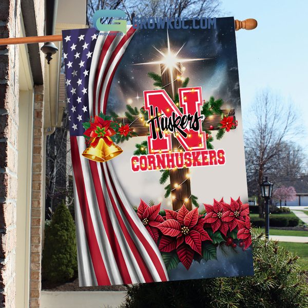 Nebraska Cornhuskers NCAA Jesus Christmas House Garden Flags